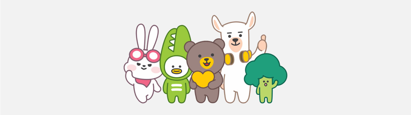 Five representative characters of KB Financial Group, ‘Star Friends,’ are standing together