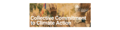 Ini adalah logo Collective Commitment to Climate Action (CCCA).