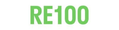 Ini adalah logo RE100 (100% Energi Terbarukan).